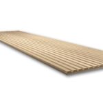 Oak Acoustic Slat Wood Panel on beige felt (3-sided wood veneer) 3m